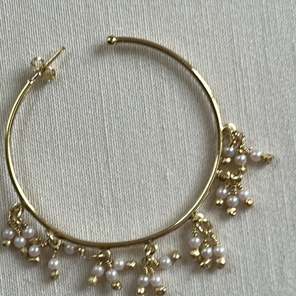 Tabandeh Gold Pearl Hoop Earrings - Picture 2 of 3